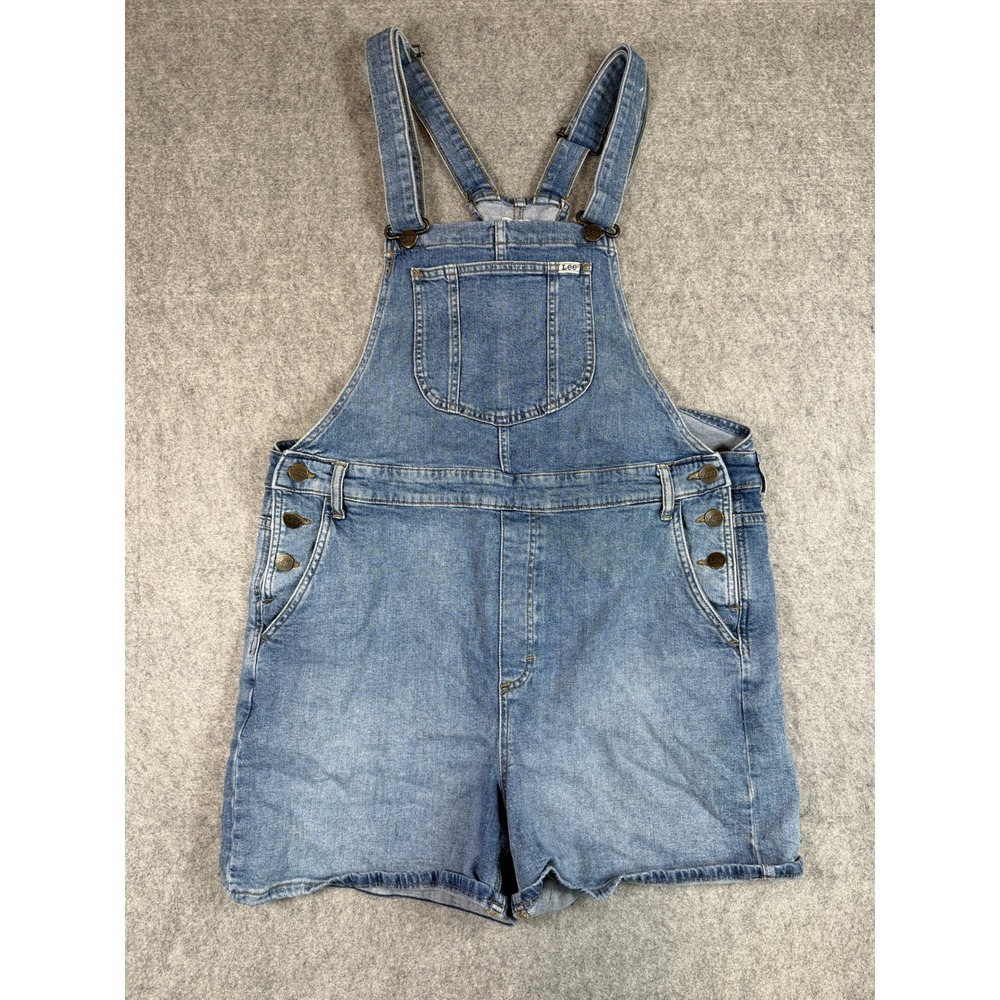 Lee Womens Workwear Denim Shortalls XL Blue Light Wash Adjustable Straps